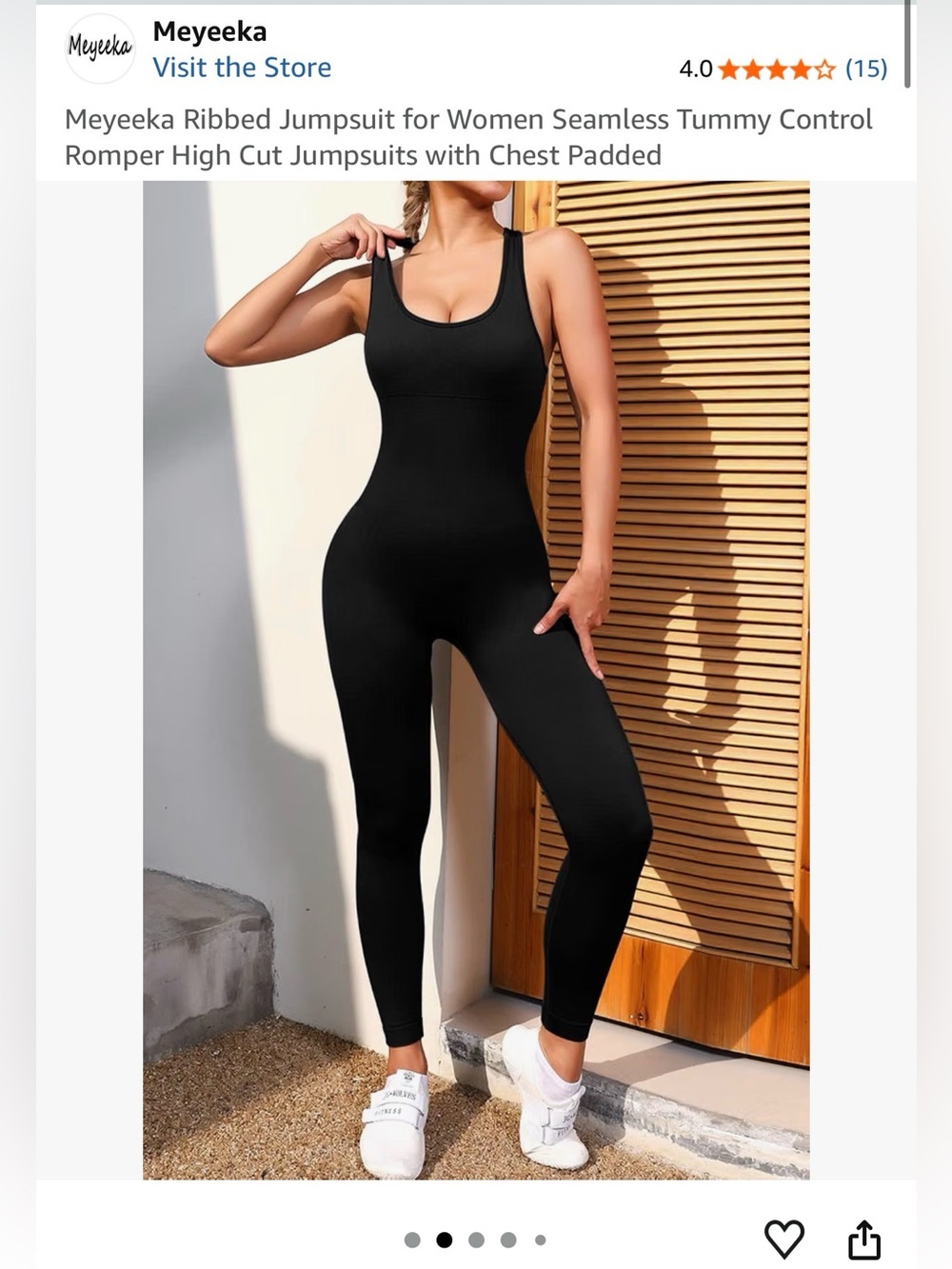 Meyeeka Black Seamless Ribbed Jumpsuit for Women